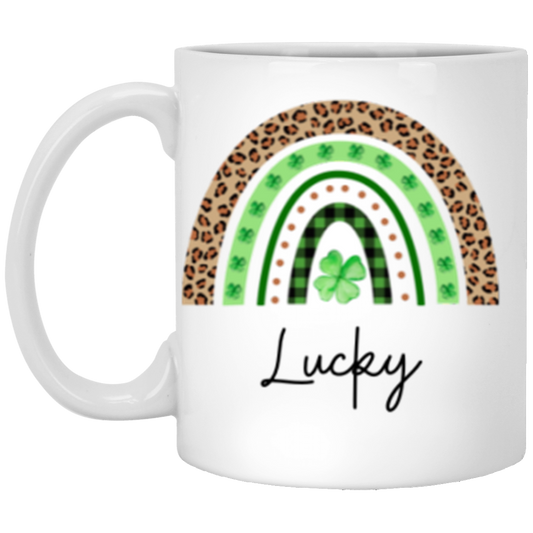 St Patricks Day Mug, Shamrock Rainbow, Irish Coffee Mug, Irish Gifts, Irish Gaelic, Coffee Mug with Name, St Patricks Day Decor