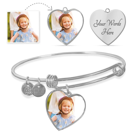 Custom Photo & Message Heart Bangle